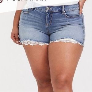 Torrid Jean Shorts with Lace Bottom Size 18